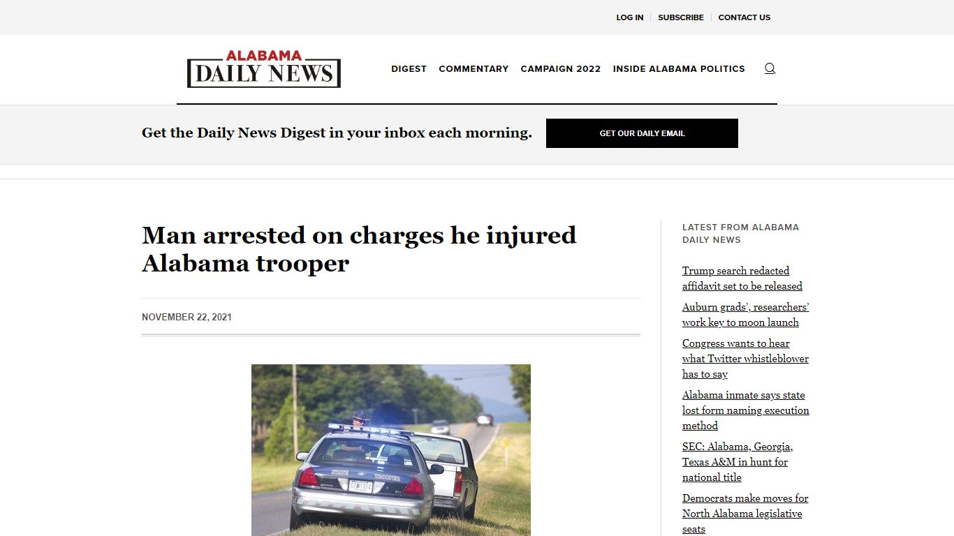 Man arrested on charges he injured Alabama trooper